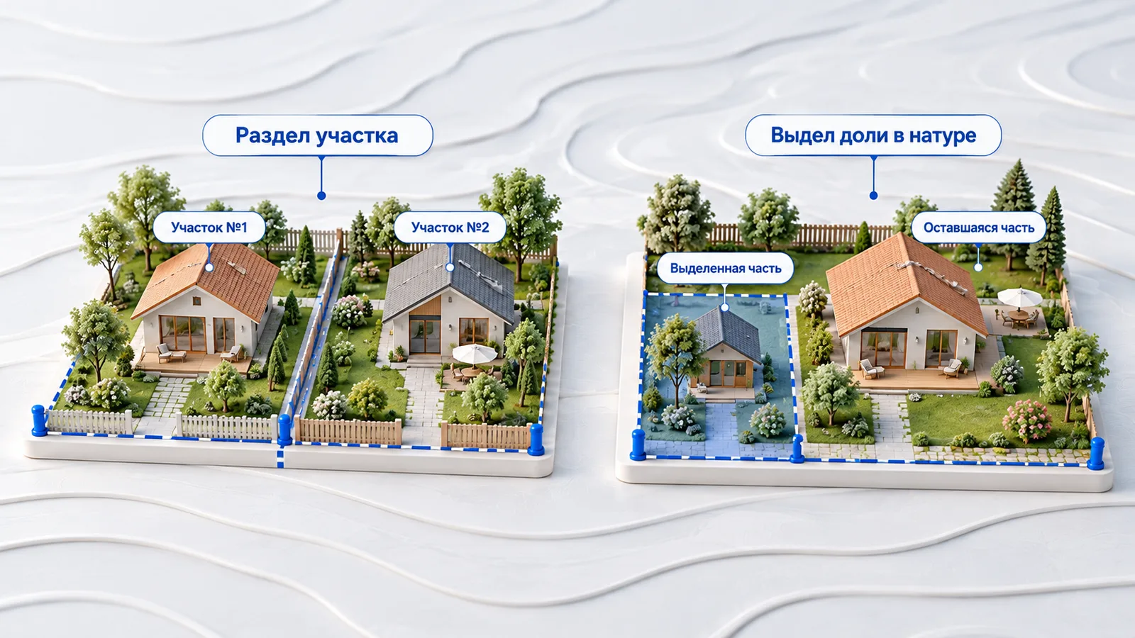 При разделе исходный участок прекращает существование и образуются новые. При выделе один собственник получает отдельный участок, а оставшаяся часть сохраняется за другими владельцами